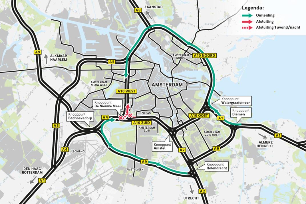 Omleidingskaart afsluiting a4 a10 begin juni