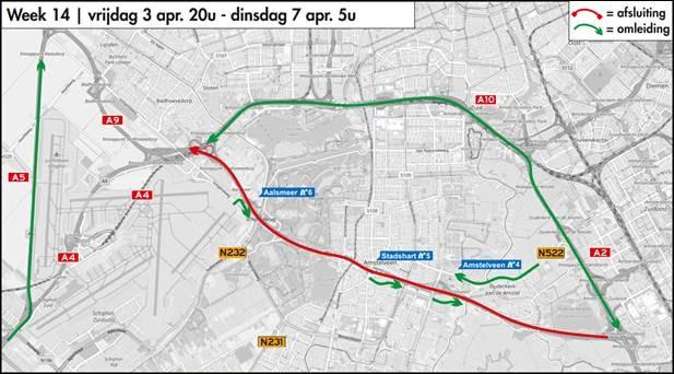 Omleidingsroute week 14