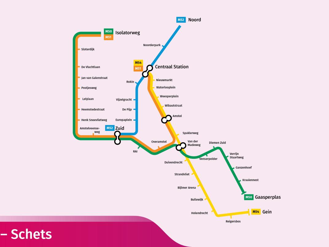Metronetwerk optie 1: metrolijn 53 verdwijnt